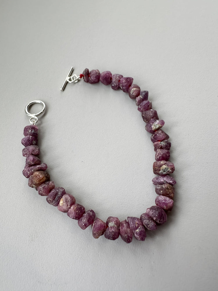 Raw Ruby Bracelet T-bar Clasp