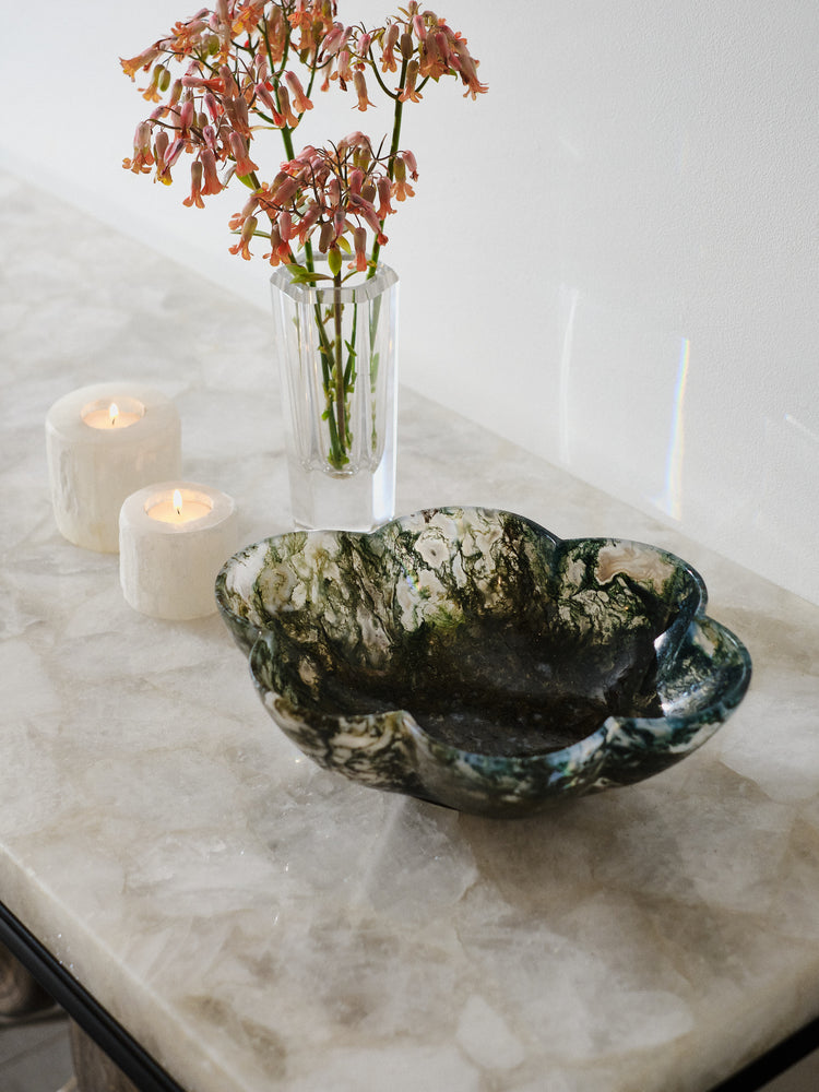 AA Moss Agate Flower Bowl