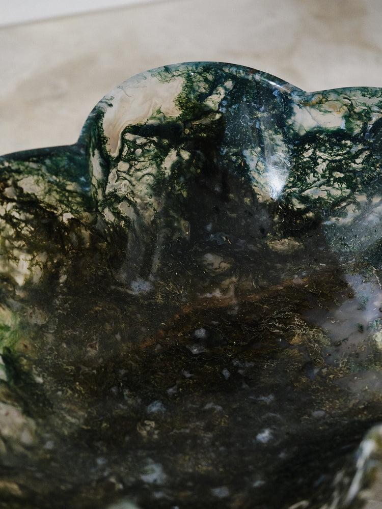 AA Moss Agate Flower Bowl