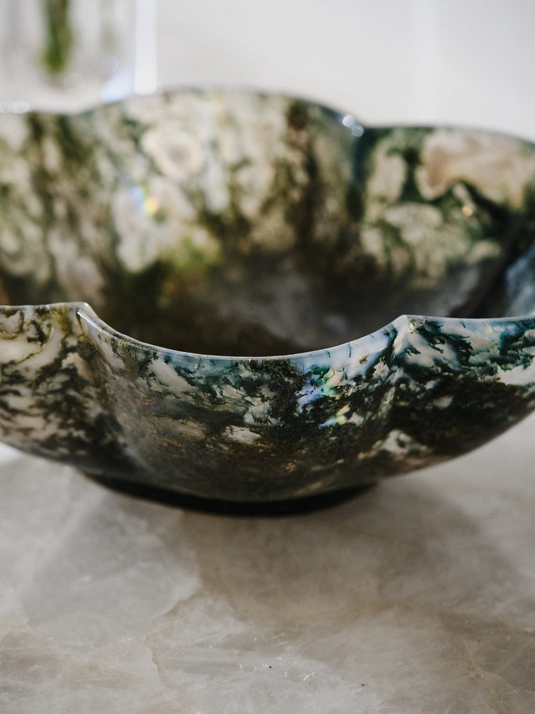 AA Moss Agate Flower Bowl