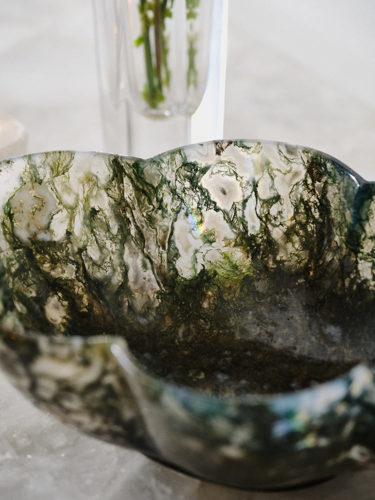 AA Moss Agate Flower Bowl