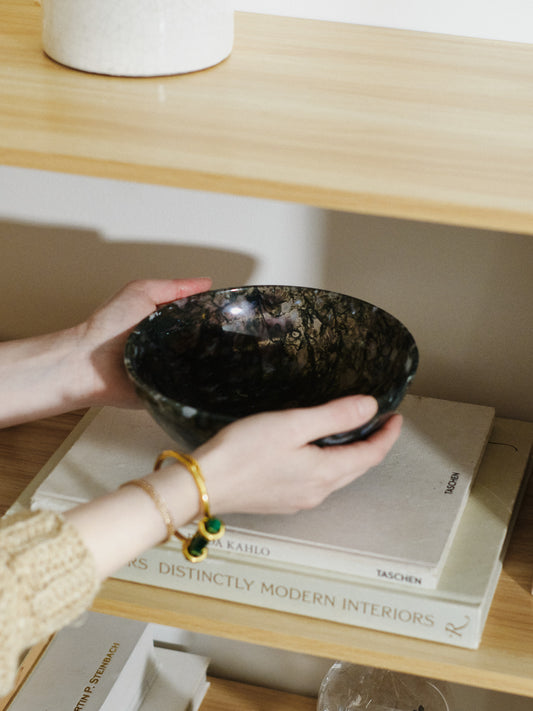 AA Moss Agate Round Bowl