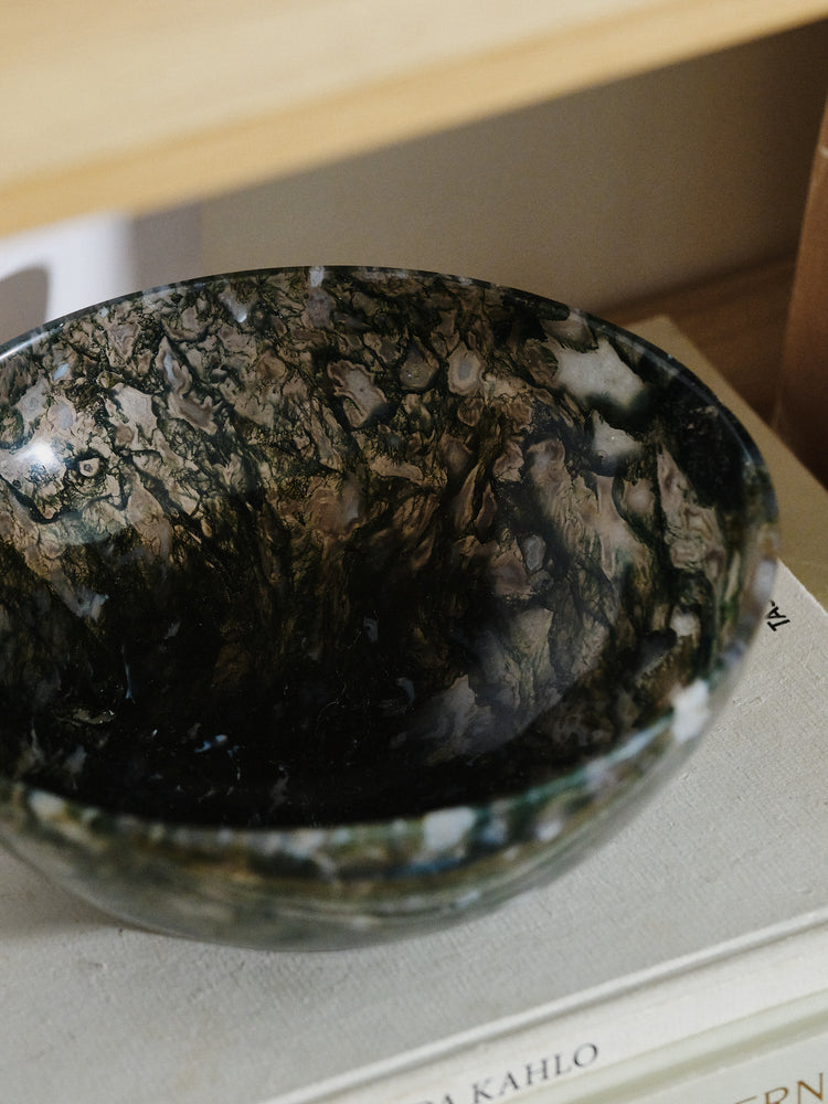 AA Moss Agate Round Bowl