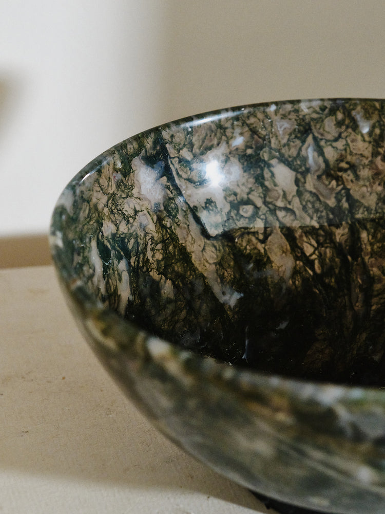 AA Moss Agate Round Bowl