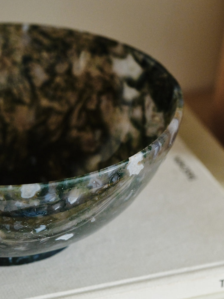 AA Moss Agate Round Bowl