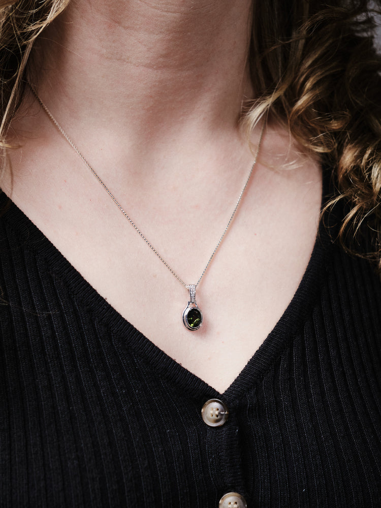 Silver Moldavite Necklace