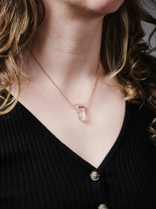 Rose Gold Rutile Quartz Necklace Wide