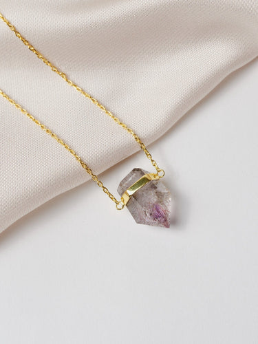 Yellow Gold Amethyst Necklace Thin Chain