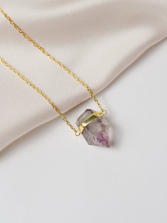 Yellow Gold Amethyst Necklace Thin Chain