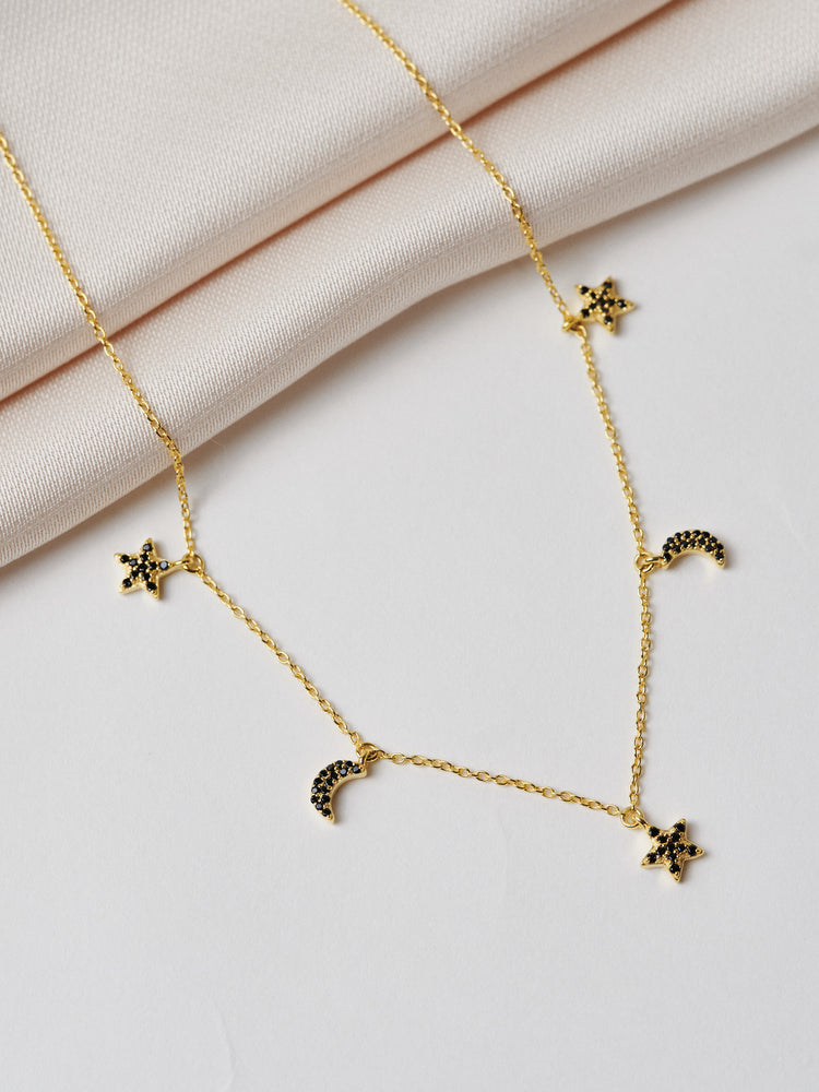 Yellow Gold 5 Charm Necklacei