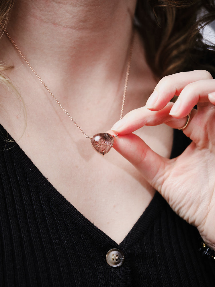 Rose Gold Amethyst Rutile Necklace Heart