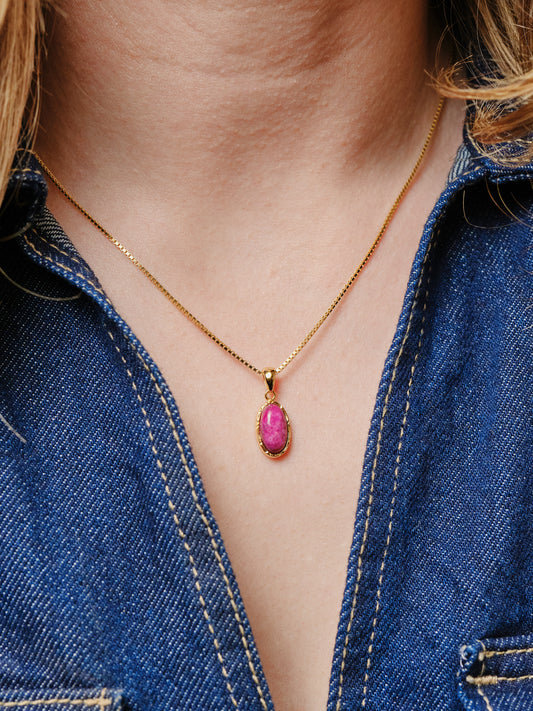 Gold Ruby Cabochan Necklace