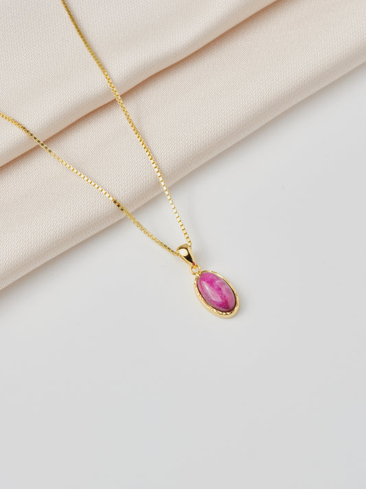 Gold Ruby Cabochan Necklace