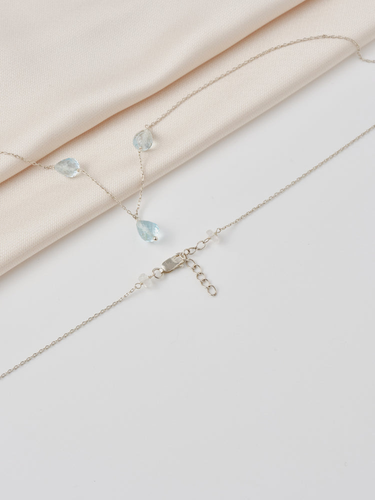 Aquamarine 3 Teardrop Necklace