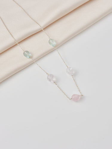 Aquamarine & Morganite 5 Teardrop Necklace