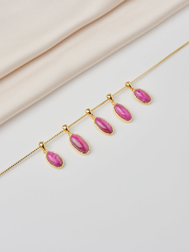 Gold Ruby Cabochan Necklace