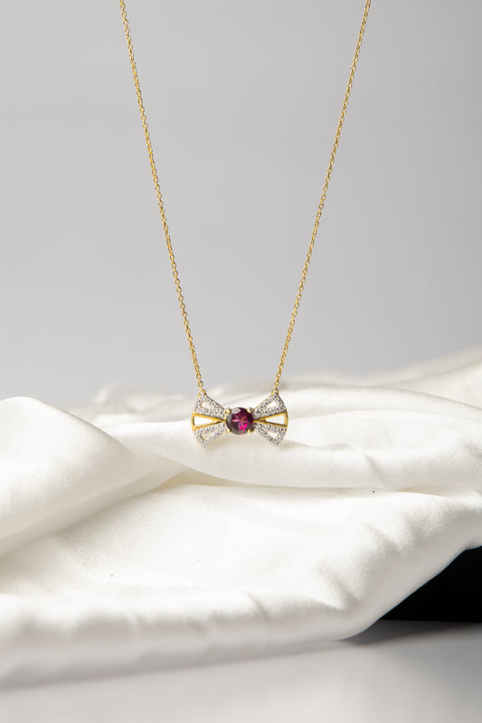 Rhodolite Bow Tie Art Deco Necklace