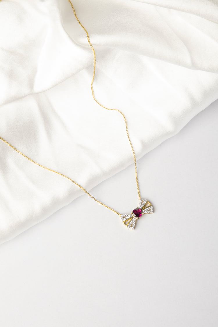 Rhodolite Bow Tie Art Deco Necklace