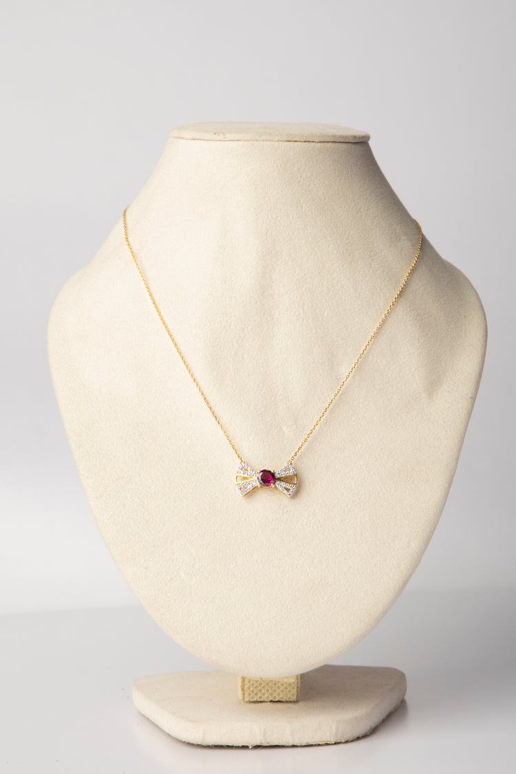 Rhodolite Bow Tie Art Deco Necklace