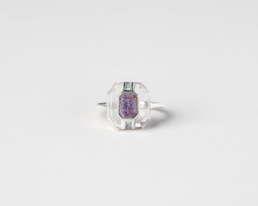 Lapis Lazuli on Quartz Art Deco Ring