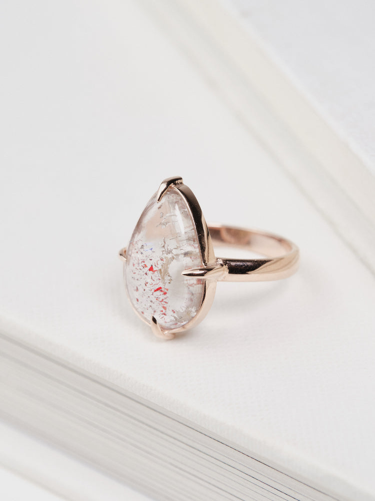 Rose Gold Amethyst Rutile Ring Droplet