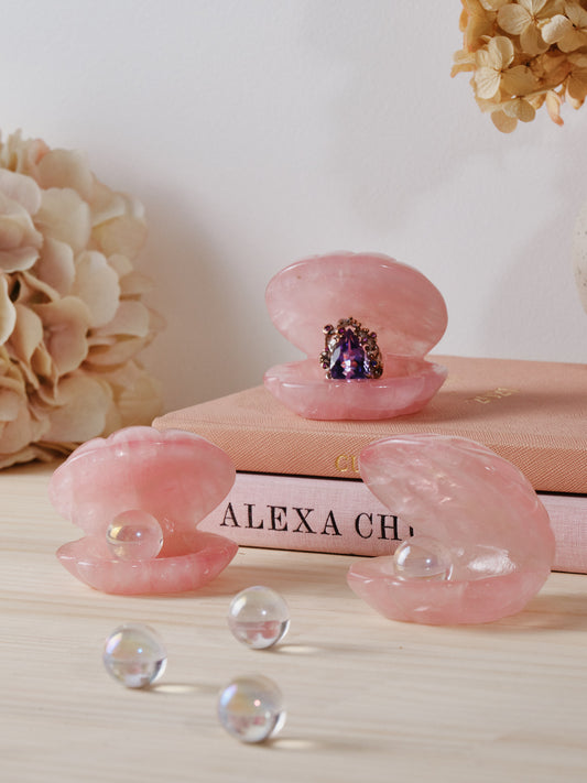 Rose Quartz Ring Holder Clam