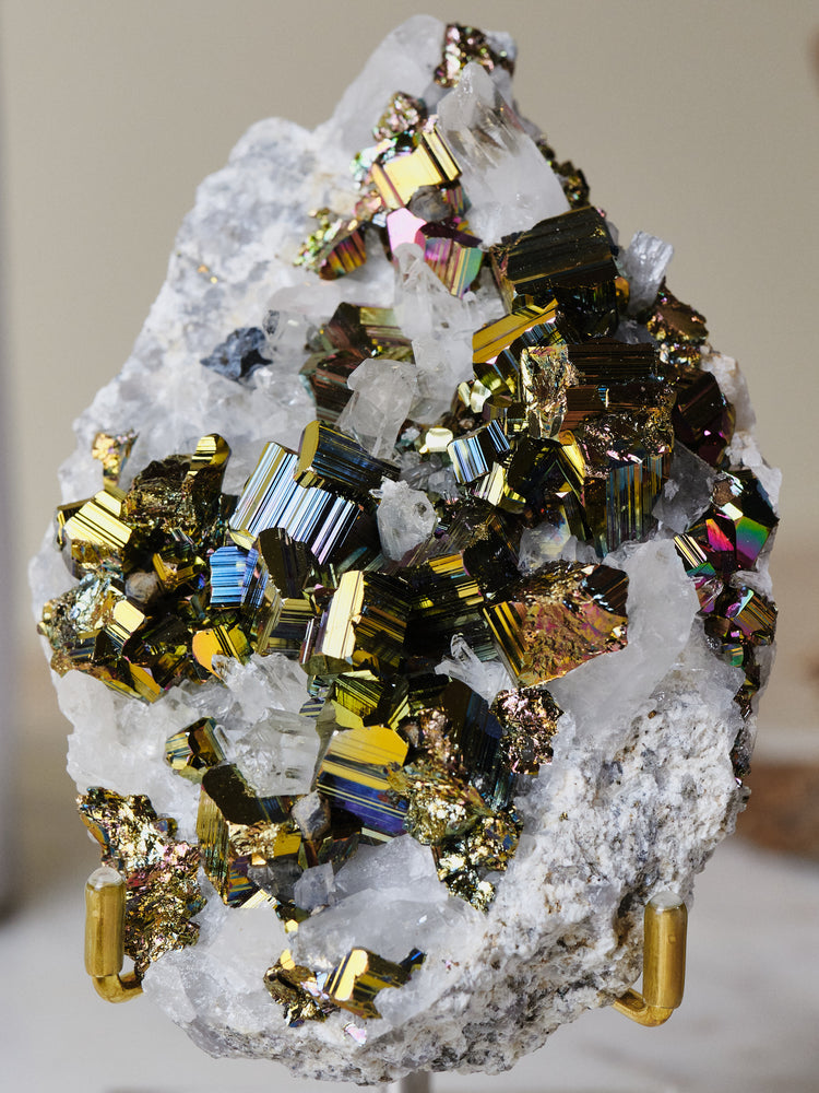 Pyrite On Clear Quartz Cluster 151g