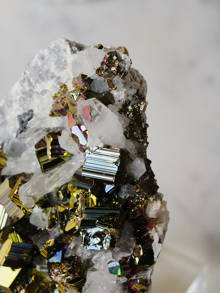 Pyrite On Clear Quartz Cluster 151g