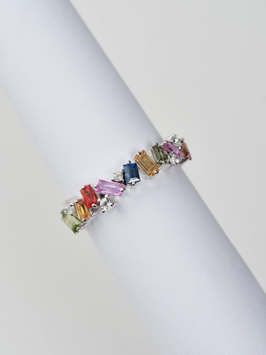 Silver Kaleidoscope Gemstone Ring