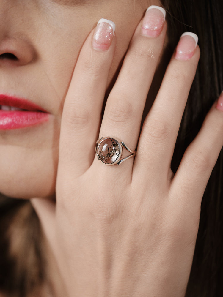 Silver Rutile Quartz Ring