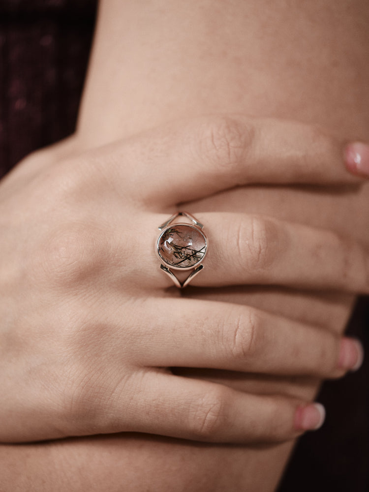 Silver Rutile Quartz Ring