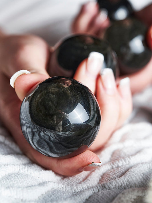 Small Golden Sheen Obsidian Spheres