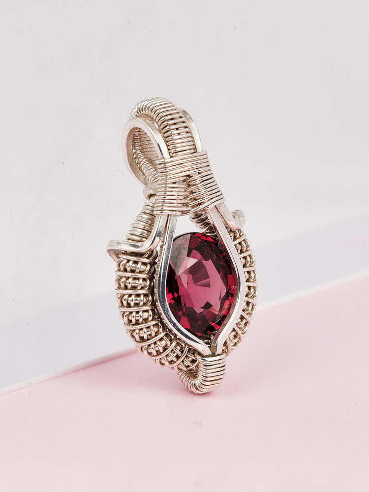 AA Rhodolite Garnet Wire Wrap Pendant