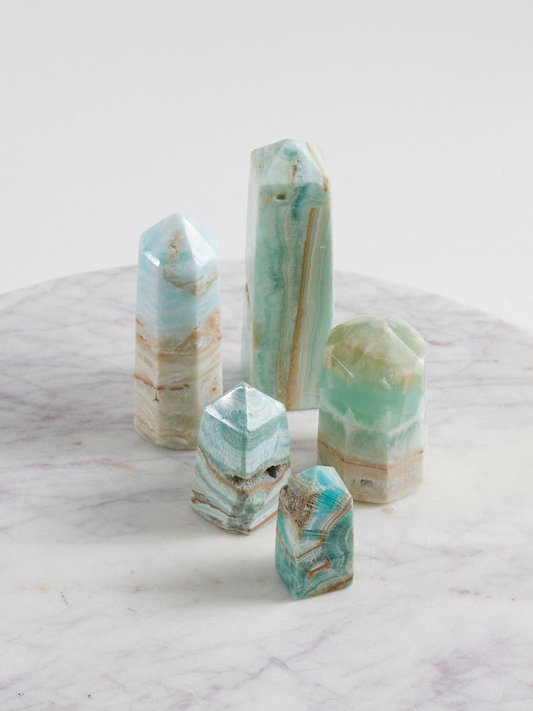 AA Grade Turquoise Calcite Tower Family 940g