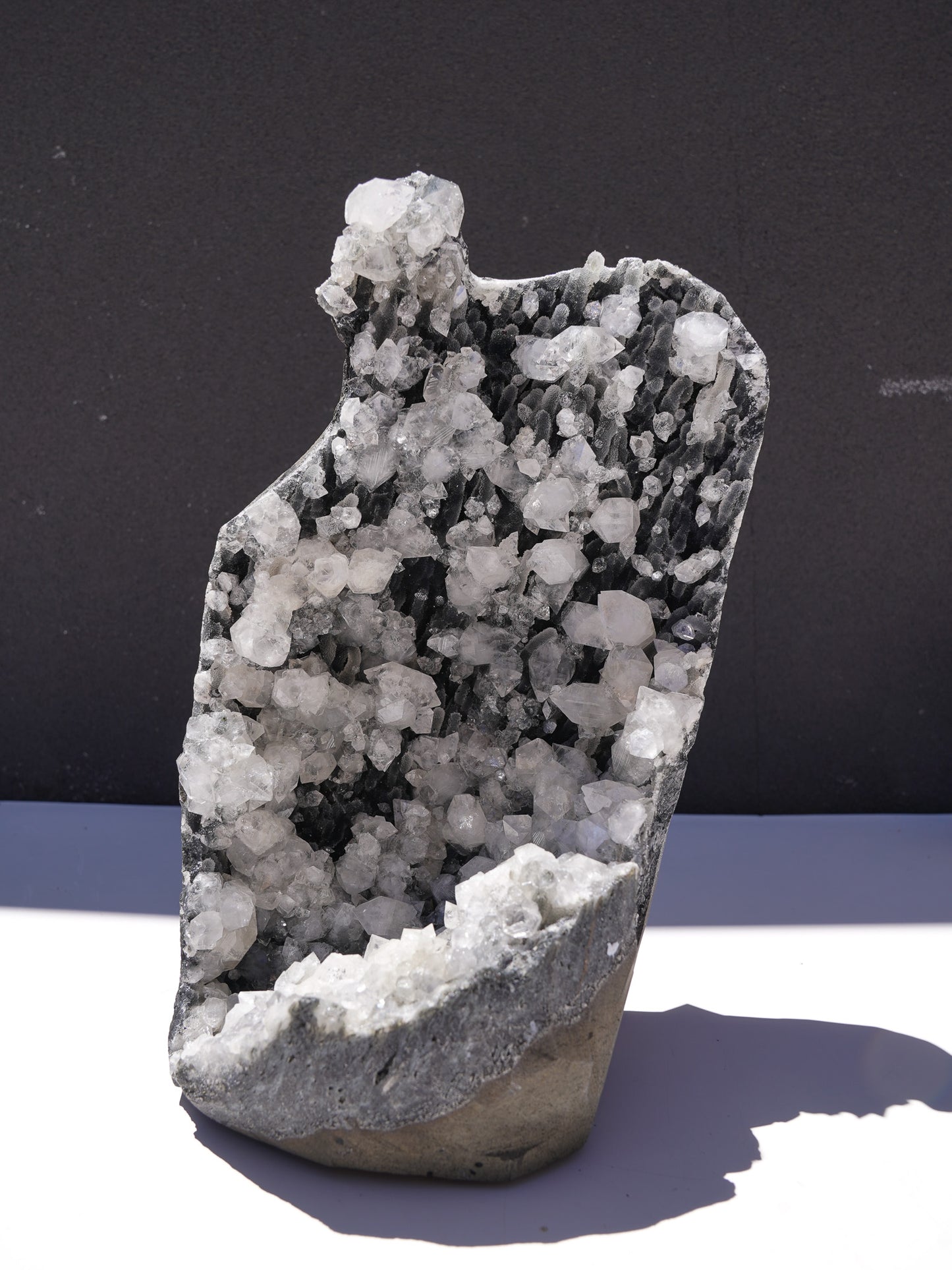 Apophyllite and Black Chalcedony Cluster 5.341kg