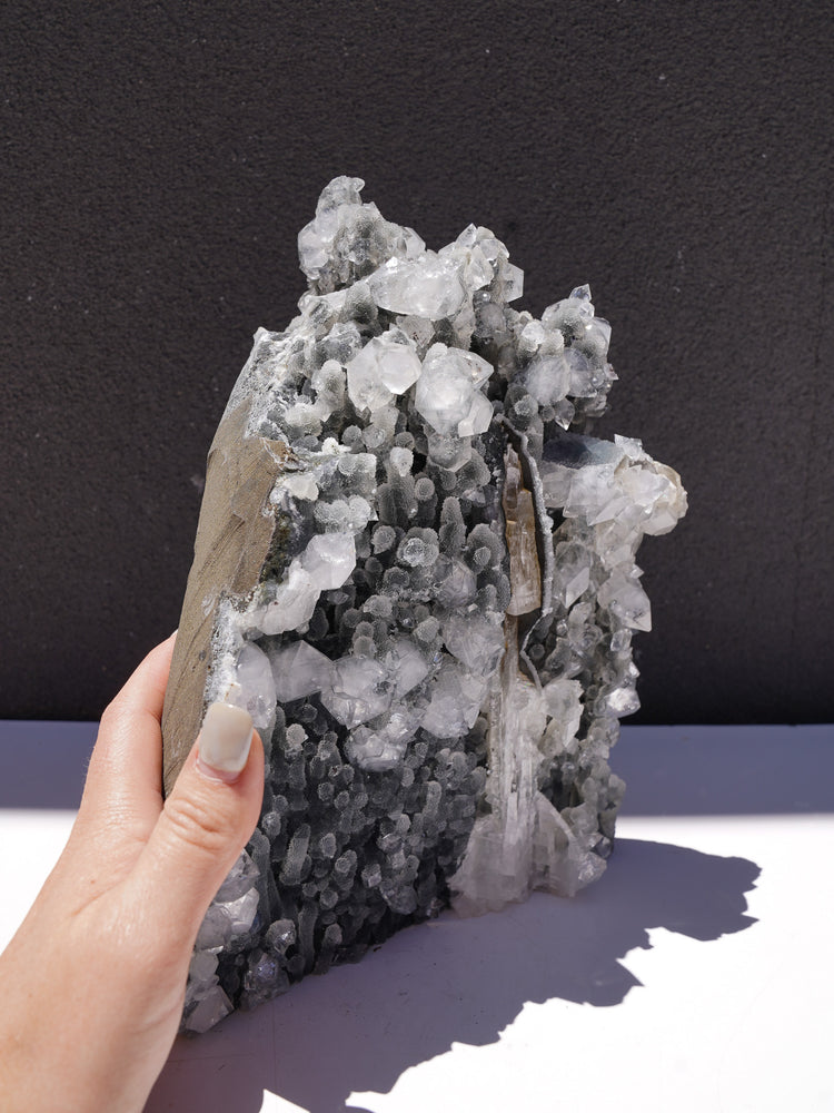 Apophyllite and Black Chalcedony Cluster 4.99kg