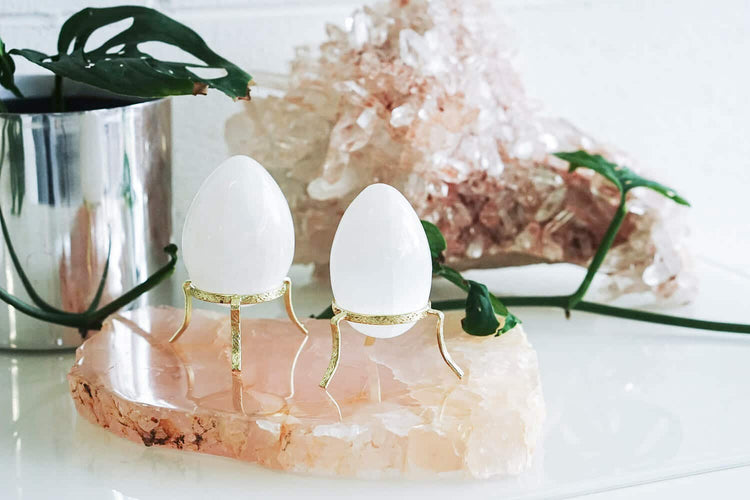 Selenite Egg with Gold Stand