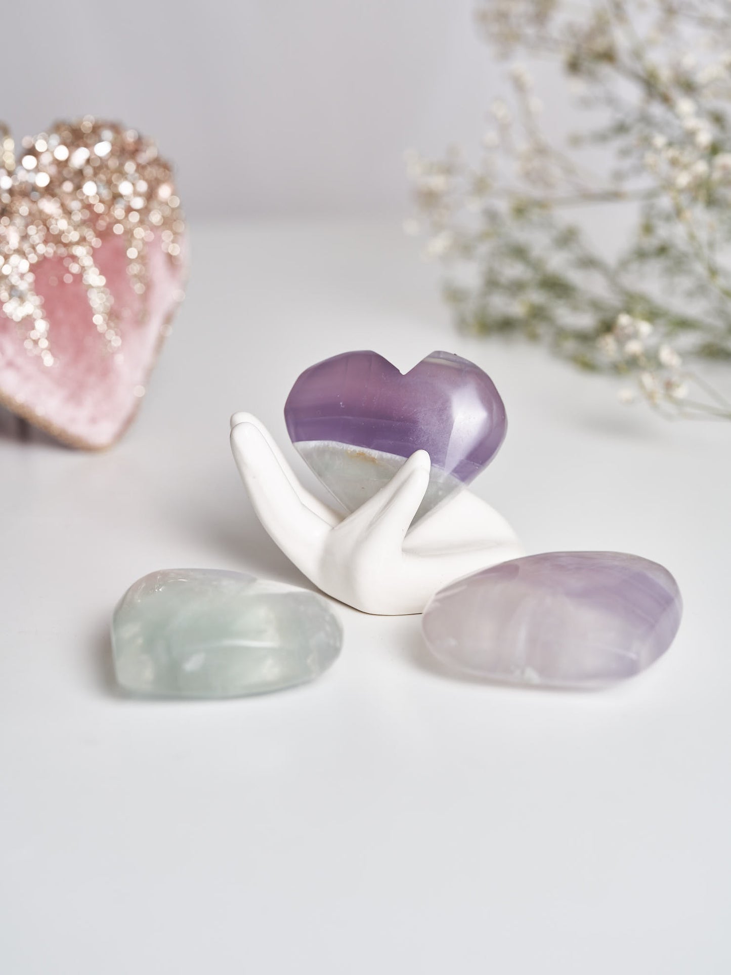 Lavender Fluorite Hearts