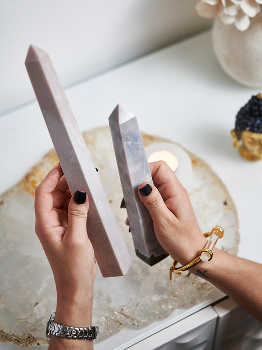 Pink Amethyst Obelisk Family