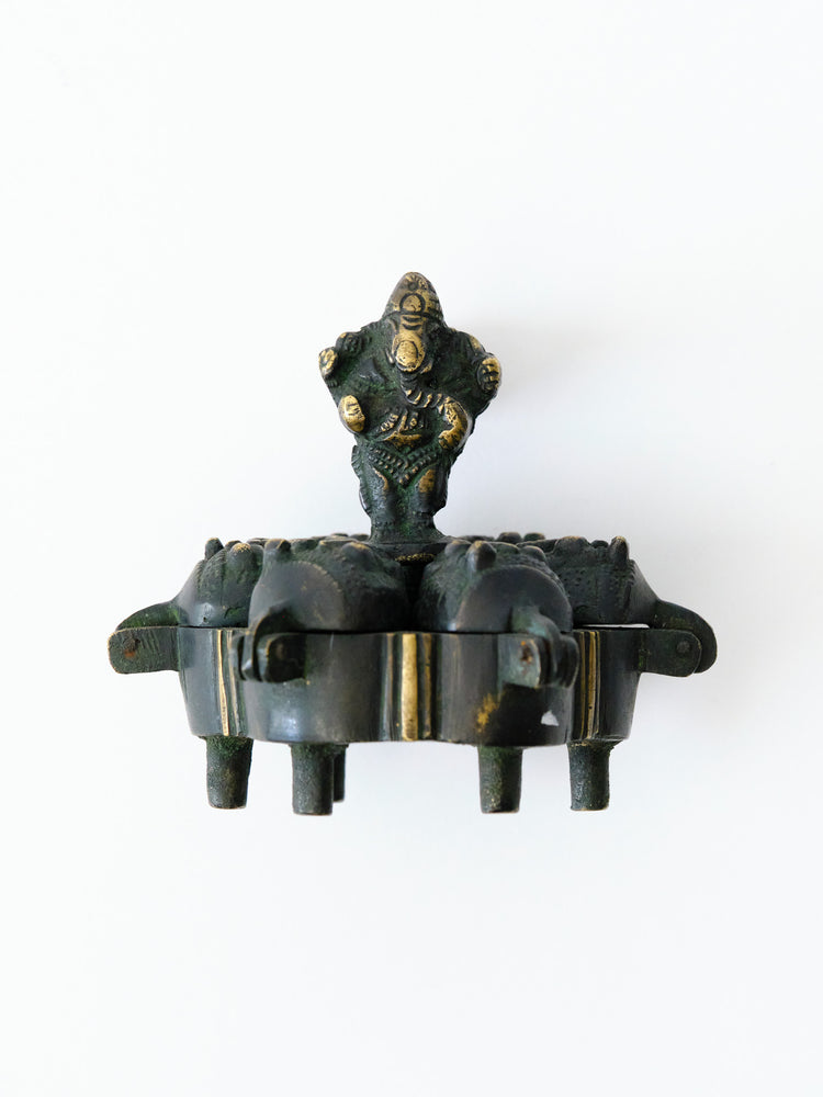 Antique Ganesha Brass Tikka Box