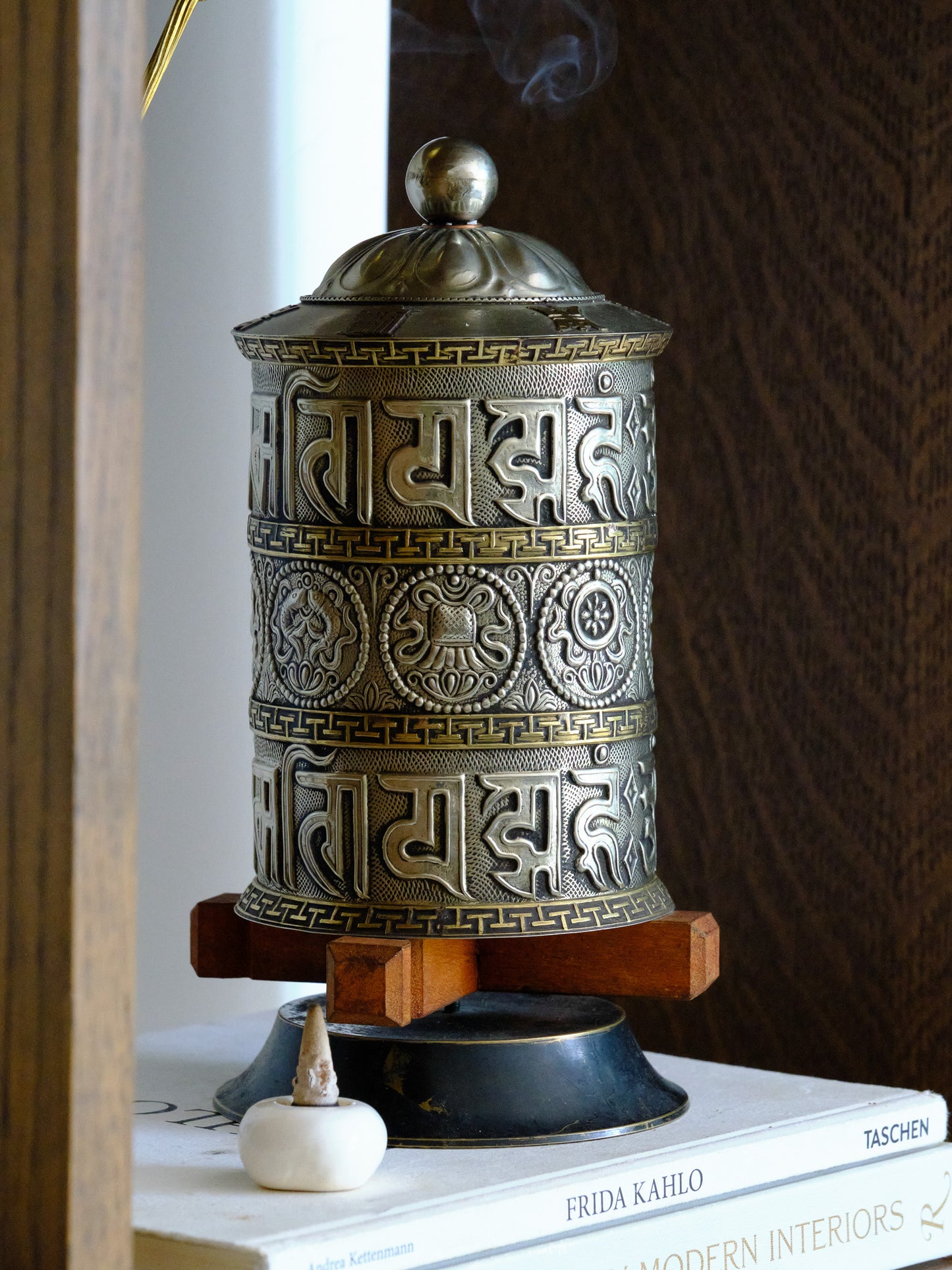 Tibetan Prayer Wheel Silver & Gold (Large)