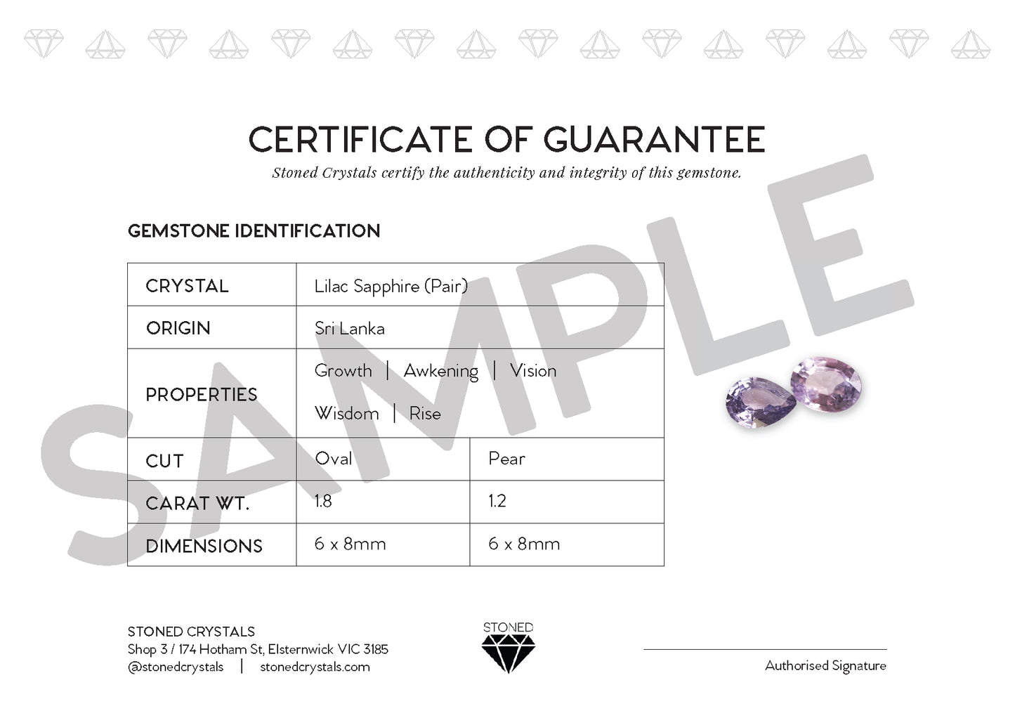 Lilac Sapphire Gemstone - Oval 0.7ct & Pear 1.4ct