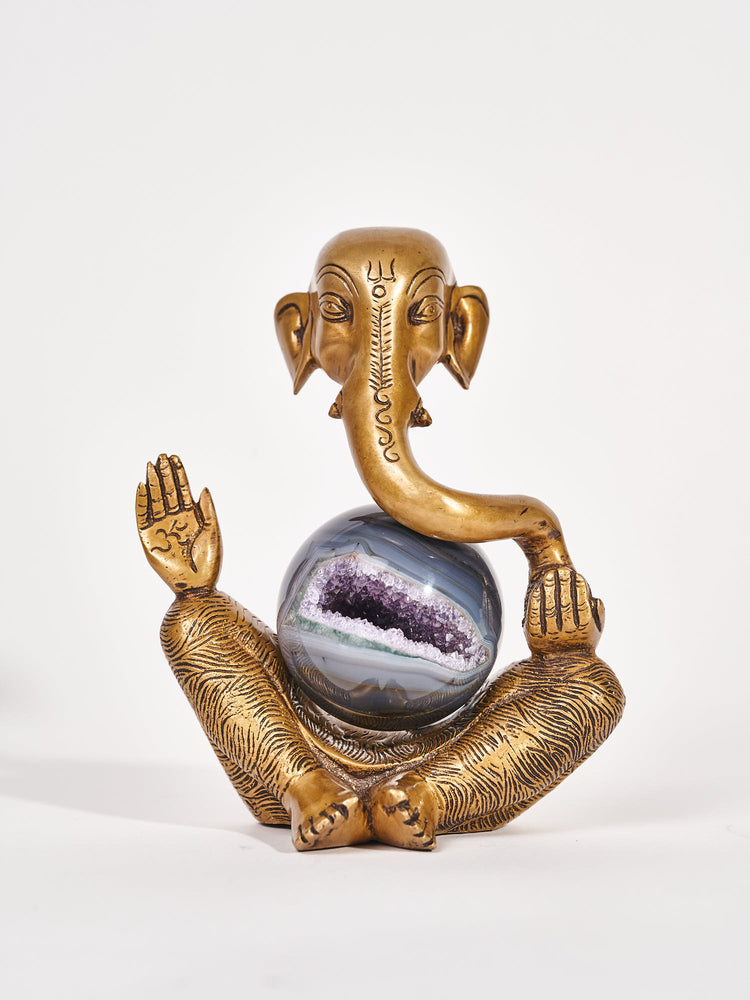 Ganesha Brass Sphere Holder (Medium)